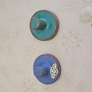 Set of 2 Rycraft Cookie Stamps with Handle  Terrra Cotta Nightingale Holly  Blue
